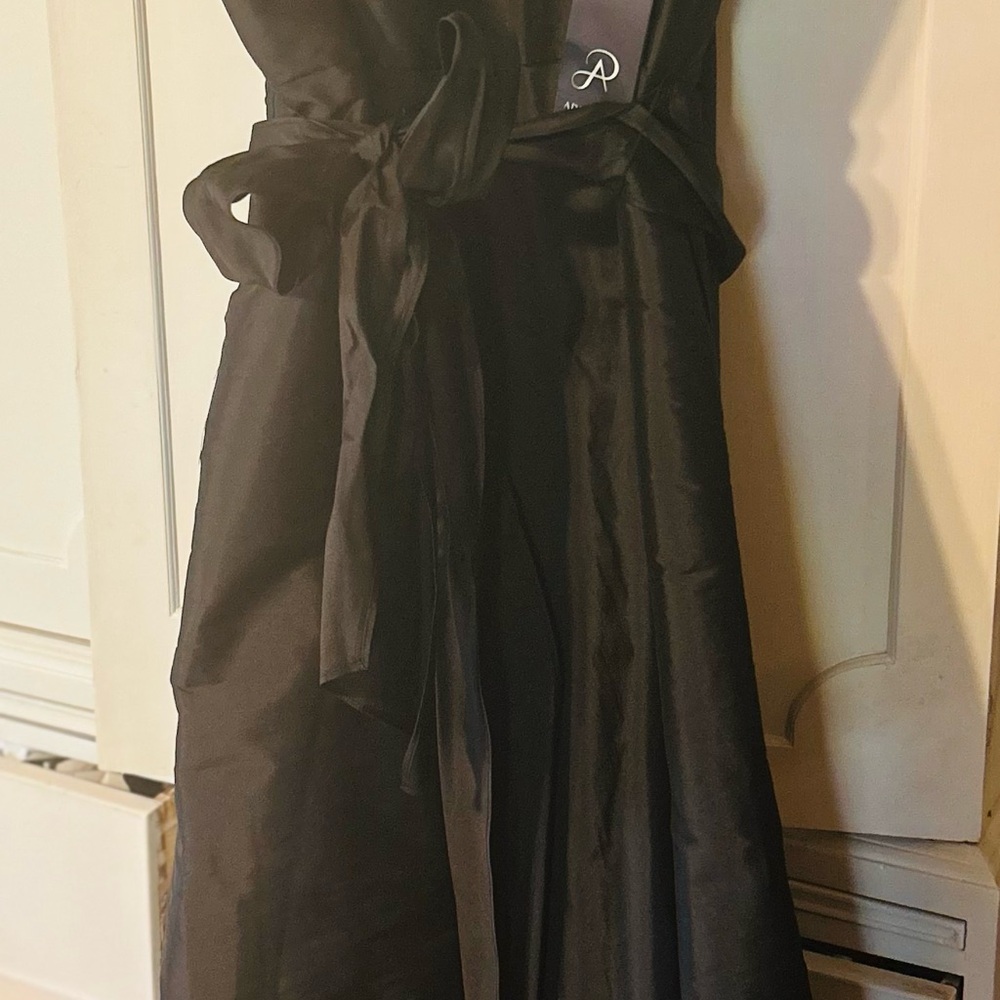 Adrianna Papell Strapless Black Taffeta High Low Gown NWT